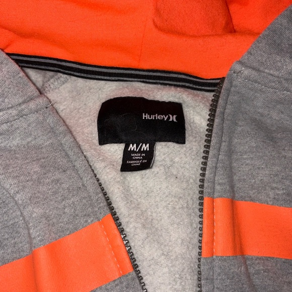 Hurley kids’ Zip-Up Hoodie in Gray and Orange Size Medium - Picture 7 of 8